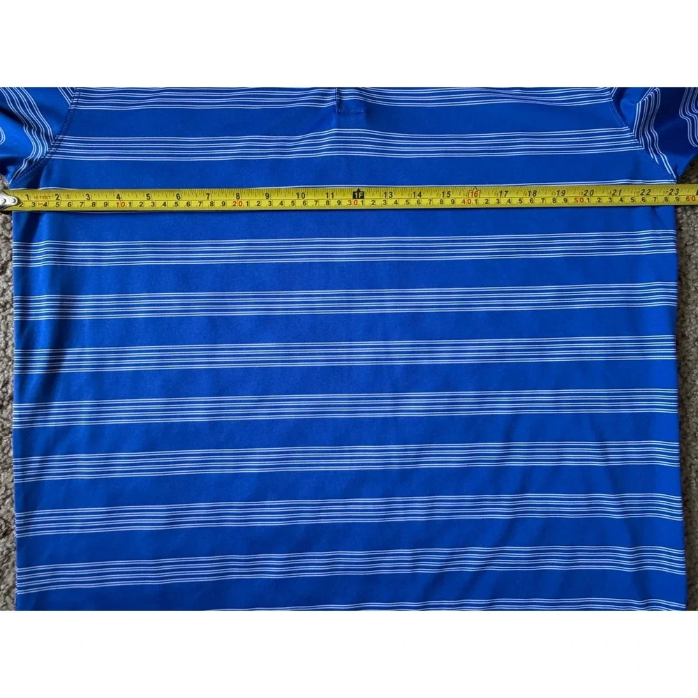 Nike Golf Tour Performance Polo Shirt Dri-Fit Swoosh Logo Blue Stripe Large JBHS